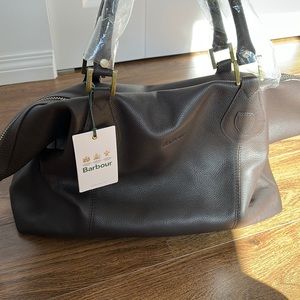 Leather Barbour Medium Travel Bag Brown